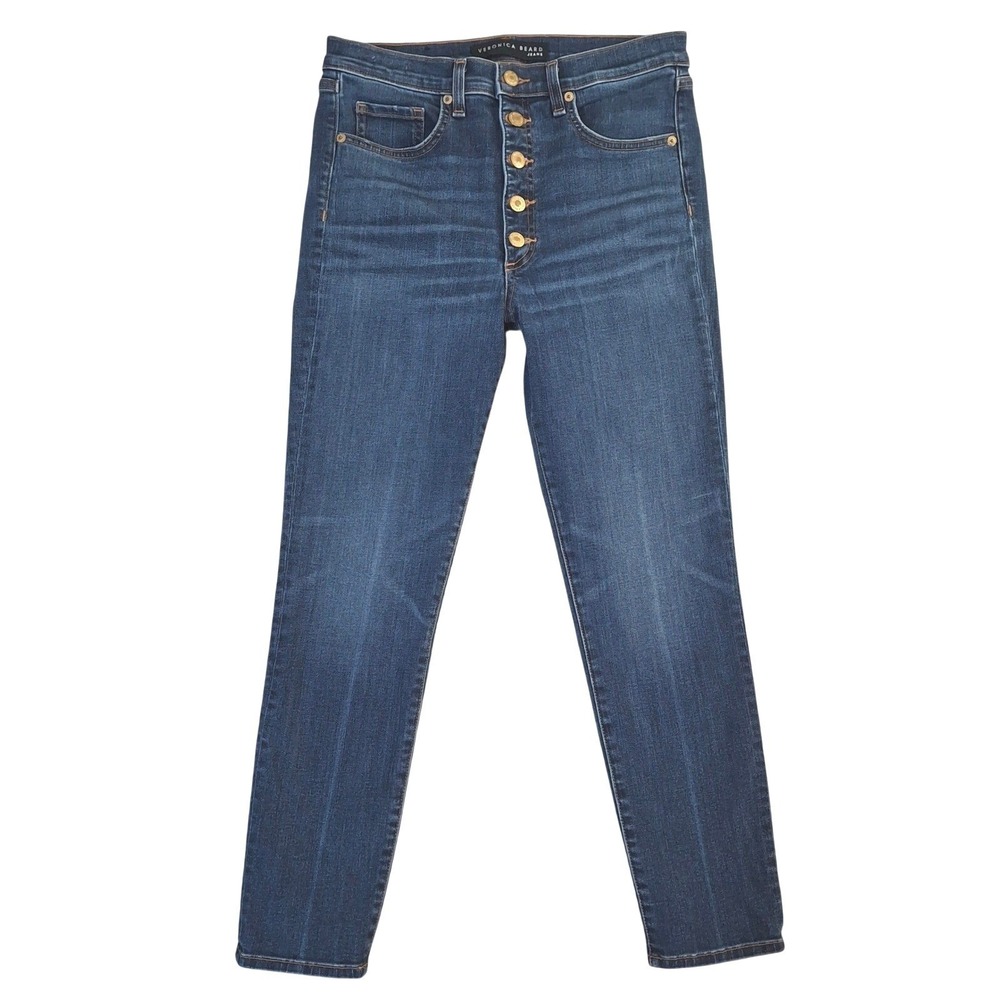 Veronica Beard Debbie High Rise Skinny Jeans Blue Button Fly J0720006NAN Size 27